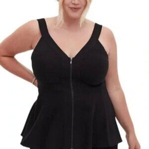 NEW Torrid Peplum Crepe Zip-Front Top Black Tank Top  Size 4X
